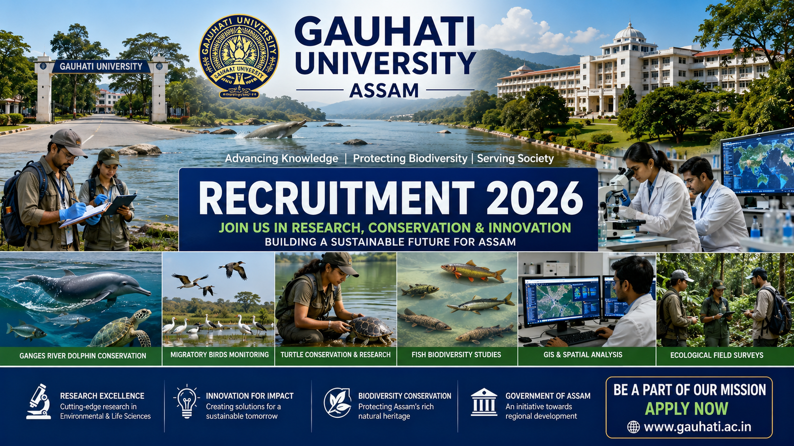 Gauhati University Recruitment 2026 Notification for Senior Project Associate GIS and JRF Posts