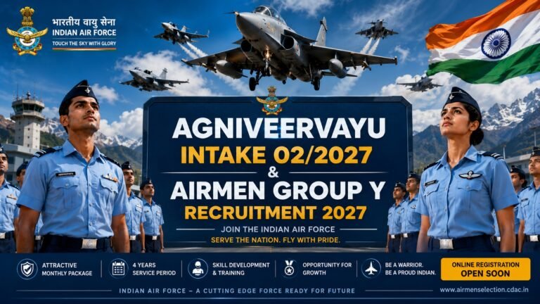 Indian Air Force Agniveervayu Intake 02 2027 and Airmen Group Y Recruitment Notification