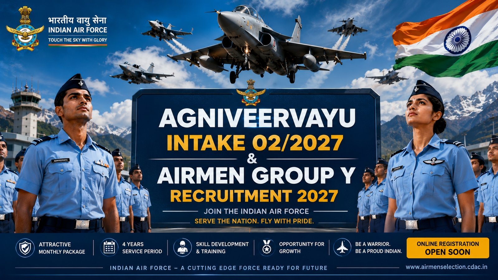 Indian Air Force Agniveervayu Intake 02 2027 and Airmen Group Y Recruitment Notification