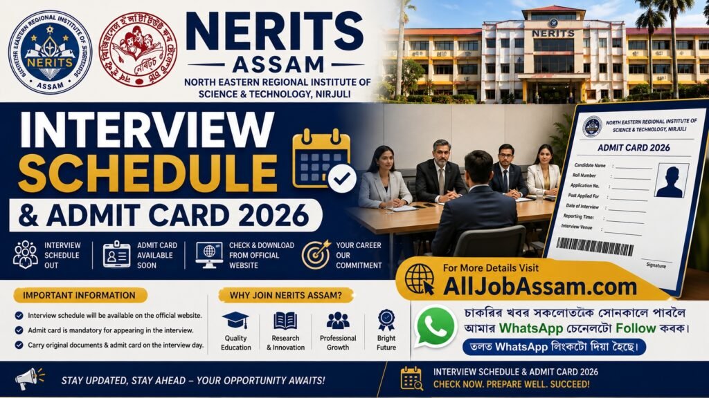 NERITS Assam Interview Schedule and Admit Card 2026 Download