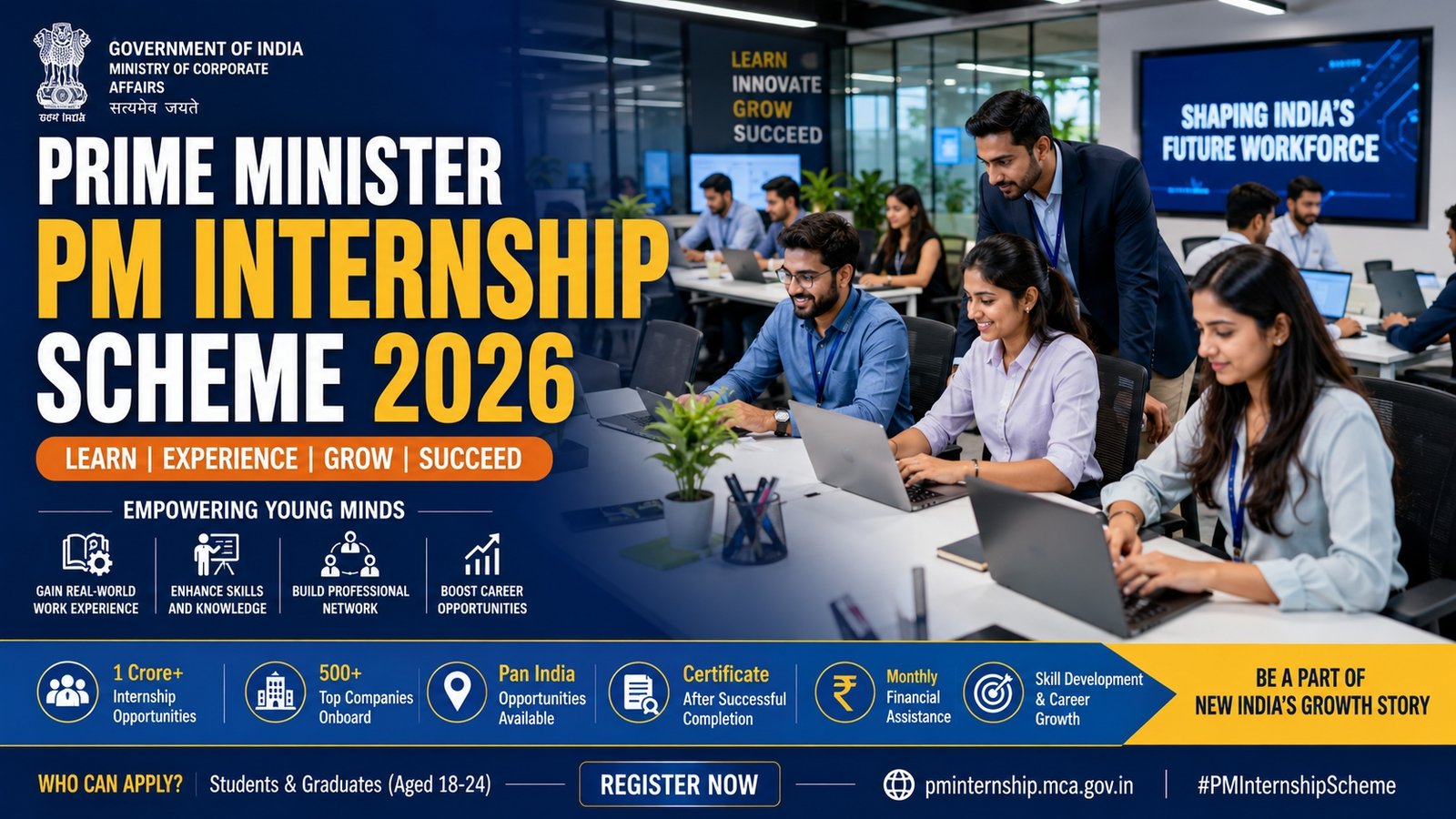Prime Minister PM Internship Scheme 2026 for 10th 12th and Graduate candidates