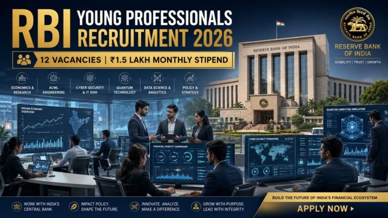RBI Young Professionals Recruitment 2026 apply for 12 vacancies with salary of 1.5 lakh per month