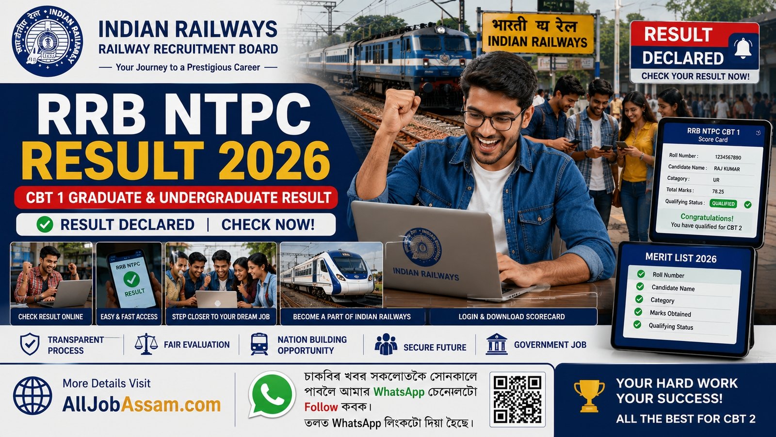 RRB NTPC Result 2026 CBT 1 Graduate and Undergraduate Result released