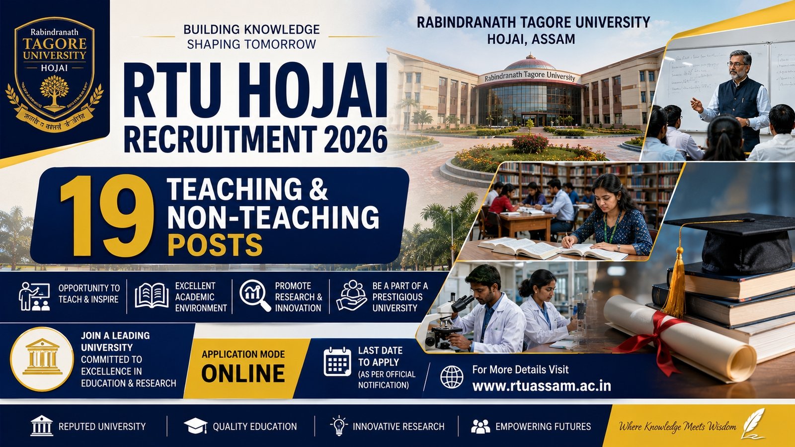 RTU Hojai Recruitment 2026 Teaching and Non-Teaching Vacancy