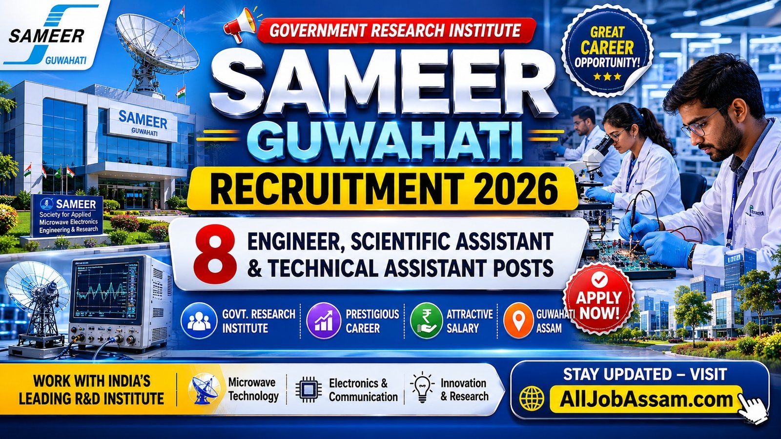 SAMEER Guwahati Recruitment 2026 notification for 8 Engineer and Technical Assistant posts