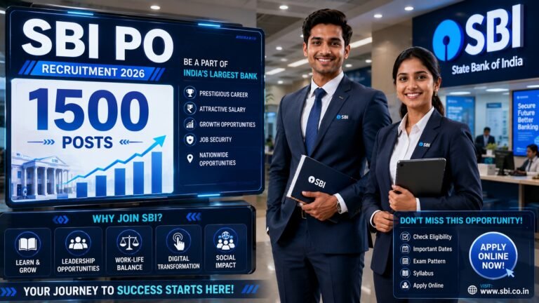 SBI PO Recruitment 2026 apply online for 1500 Probationary Officer vacancies
