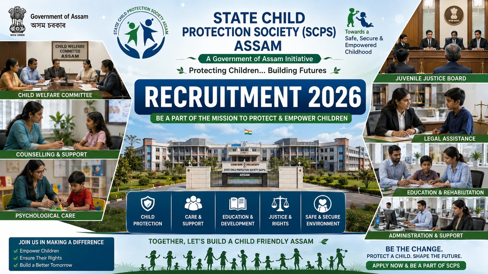 SCPS Recruitment 2026 Notification for Chairperson, CWC Member and JJB Social Worker Posts in Assam