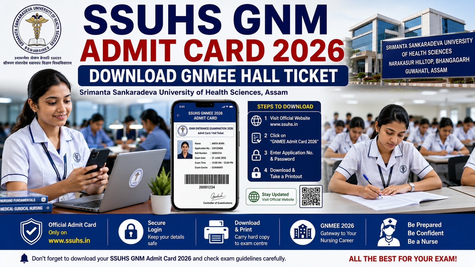 SSUHS GNM Admit Card 2026 download for GNM Entrance Examination