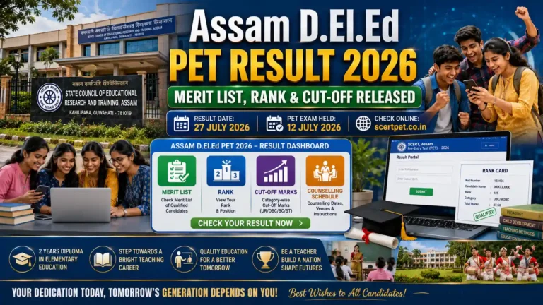 Assam D.El.Ed Result 2026 SCERT PET Merit List