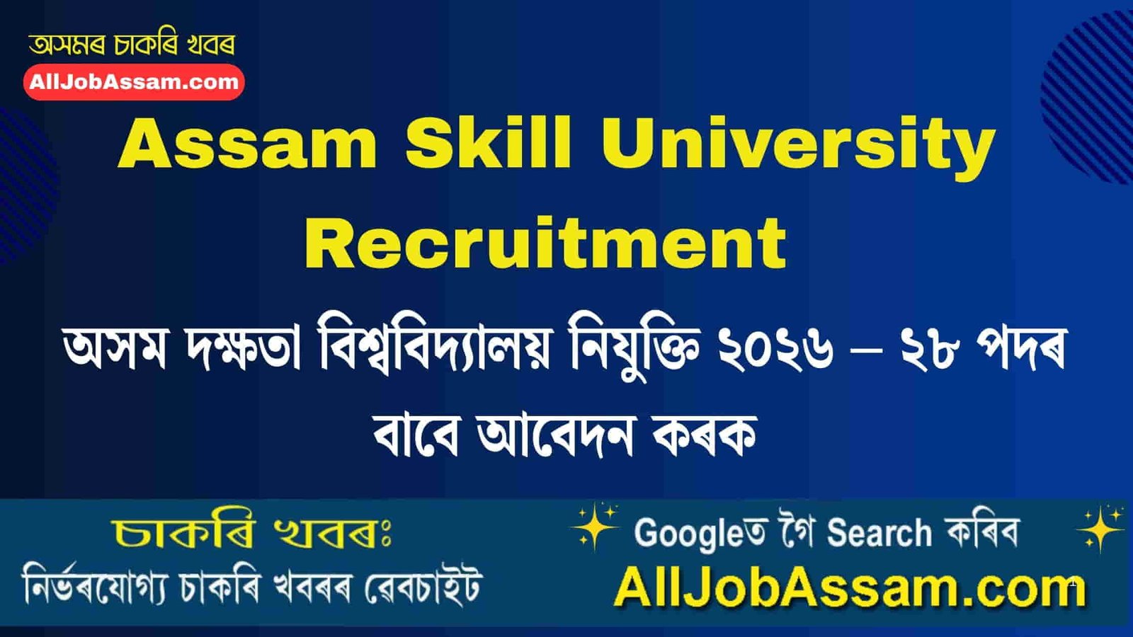 Assam Skill University Recruitment 2026 walk-in interview for 28 Guest Faculty and Instructor posts