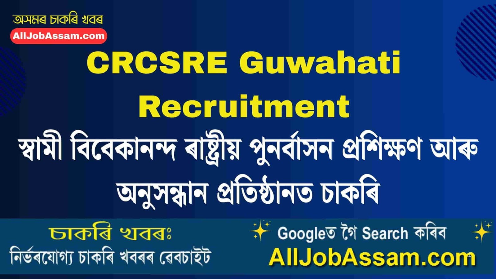CRCSRE Guwahati Recruitment 2026 for 11 Teaching and Non-Teaching Consultant Posts under SVNIRTAR
