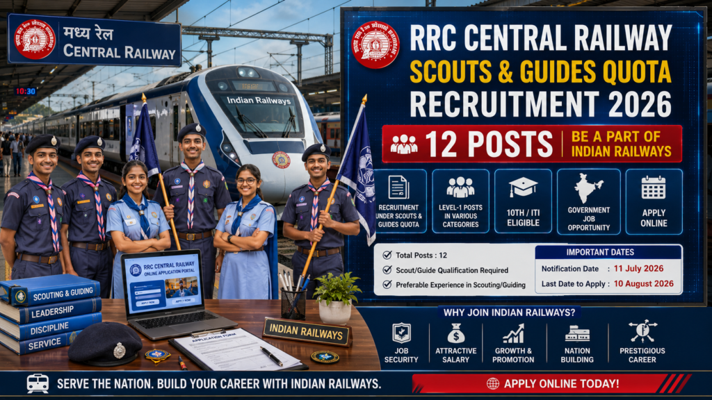 RRC Central Railway Scouts & Guides Quota Recruitment 2026 – Notification Out for 12 Posts 1