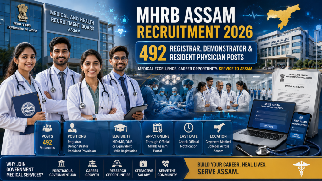 MHRB Assam Recruitment 2026 – Apply Online for 492 Registrar, Demonstrator & Resident Physician Posts 1 MHRB Assam Recruitment 2026