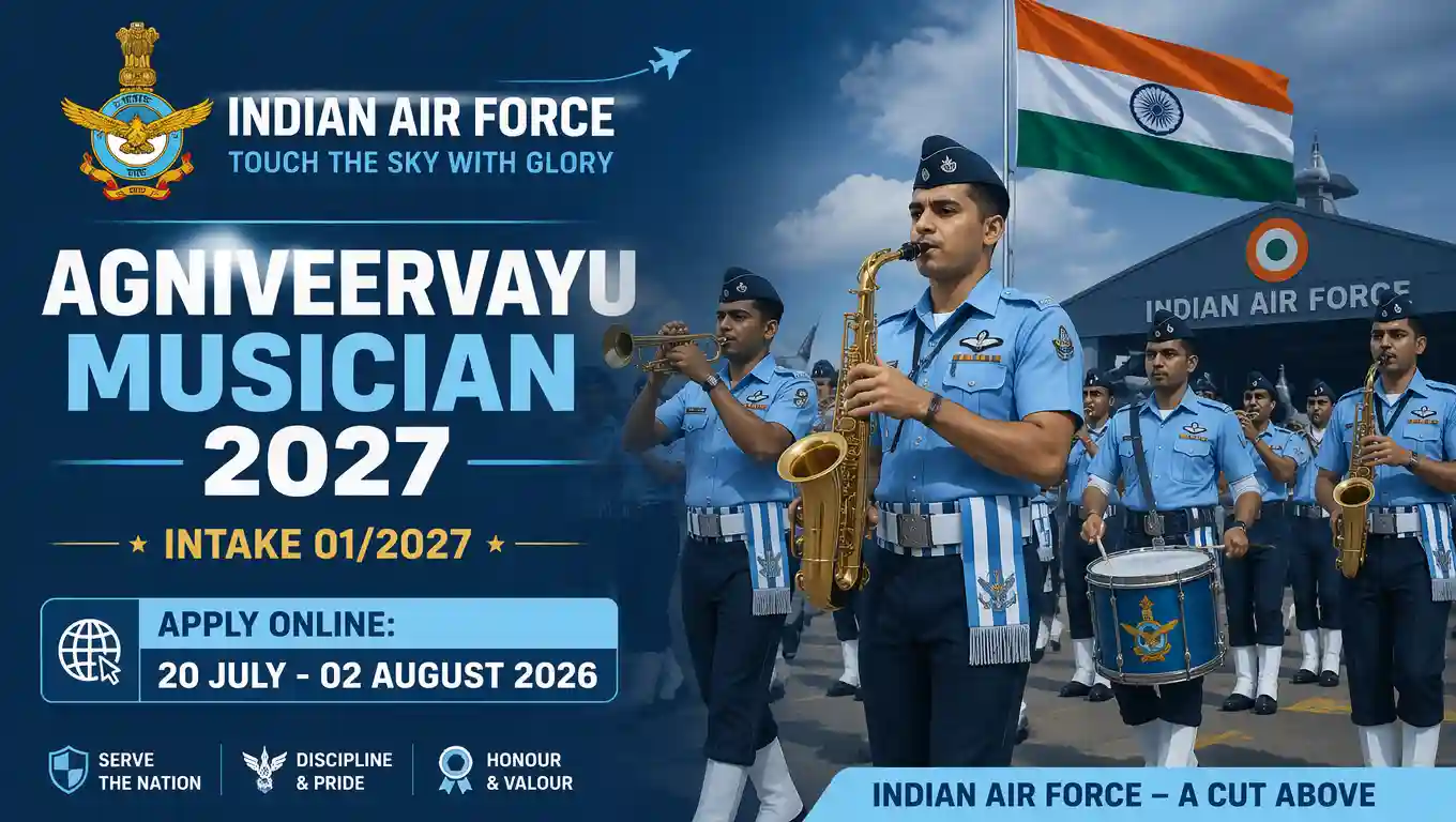 Indian Air Force Agniveervayu Musician Recruitment 2027 notification for Intake 01/2027
