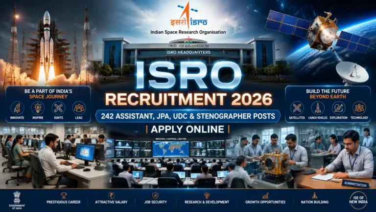 ISRO Recruitment 2026 Assistant JPA UDC Stenographer Vacancy