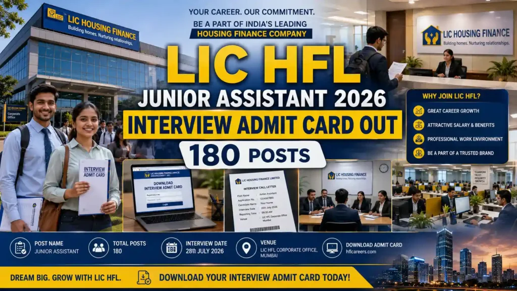 LIC HFL Junior Assistant Interview Admit Card 2026 Download for 180 Posts