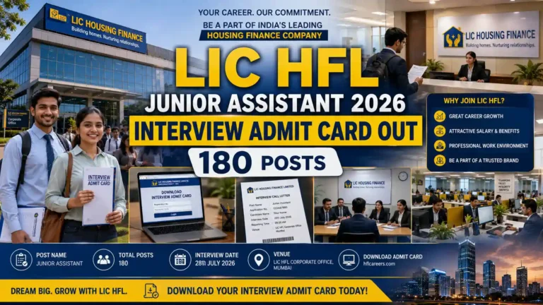 LIC HFL Junior Assistant Interview Admit Card 2026 Download for 180 Posts