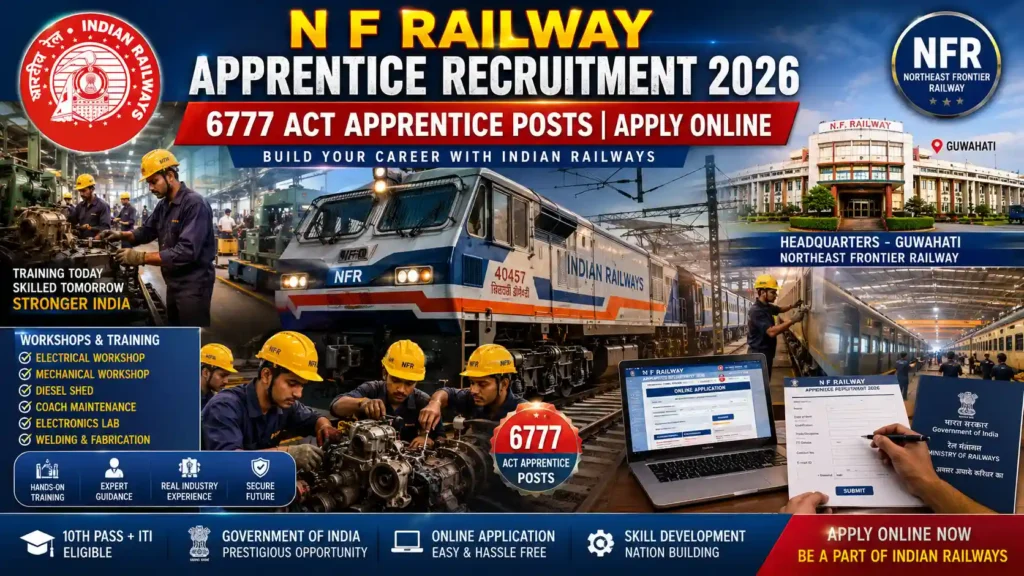 N F Railway Apprentice Recruitment 2026 – 6777 Posts, Online Apply