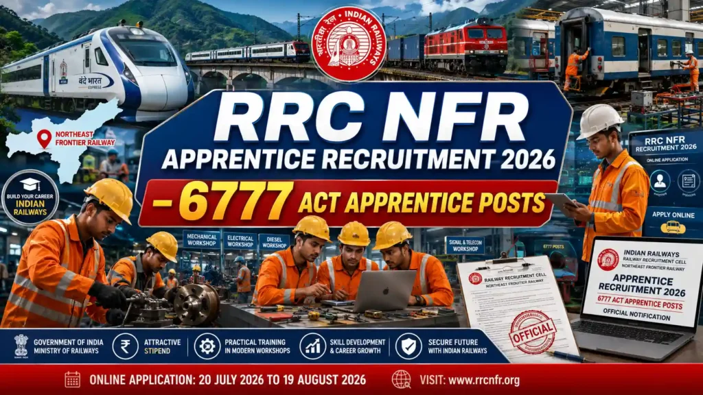 RRC NFR Apprentice Recruitment 2026 notification for 6777 apprentice positions