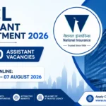 NICL Assistant Recruitment 2026 notification banner with 500 vacancies and application dates