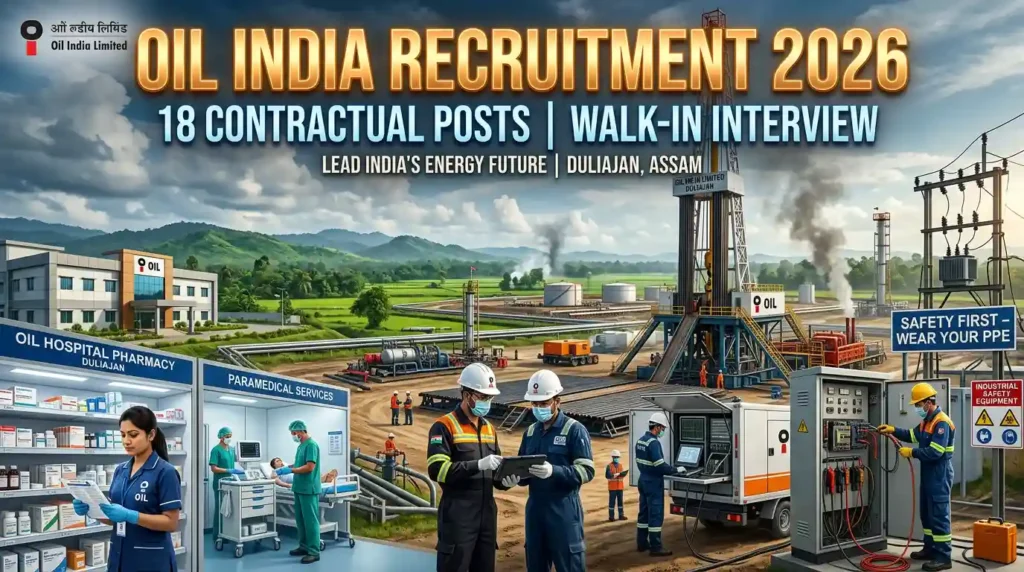 Oil India Duliajan Recruitment 2026 walk-in interview for 18 posts