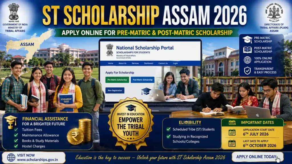 ST Scholarship Assam 2026 notification for Pre-Matric and Post-Matric students