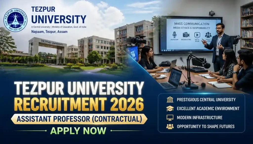 Tezpur University Recruitment 2026 Assistant Professor Vacancy