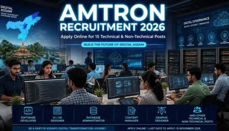 AMTRON Recruitment 2026 notification for 15 Technical and Non-Technical Professional vacancies including Developers, Content Managers, Database Administrators and Graphic Designers.