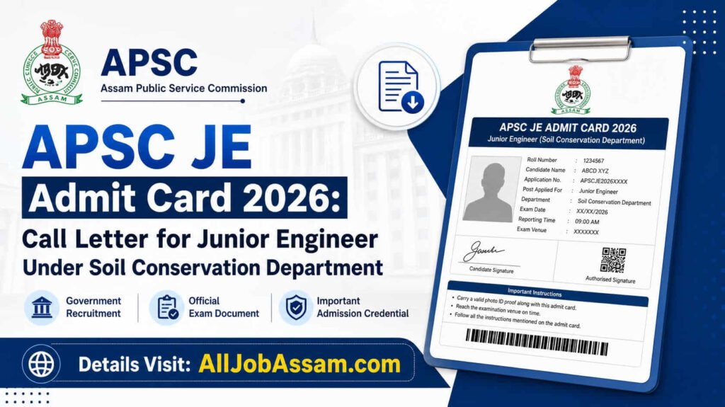 APSC JE Admit Card 2026 Junior Engineer call letter and exam schedule