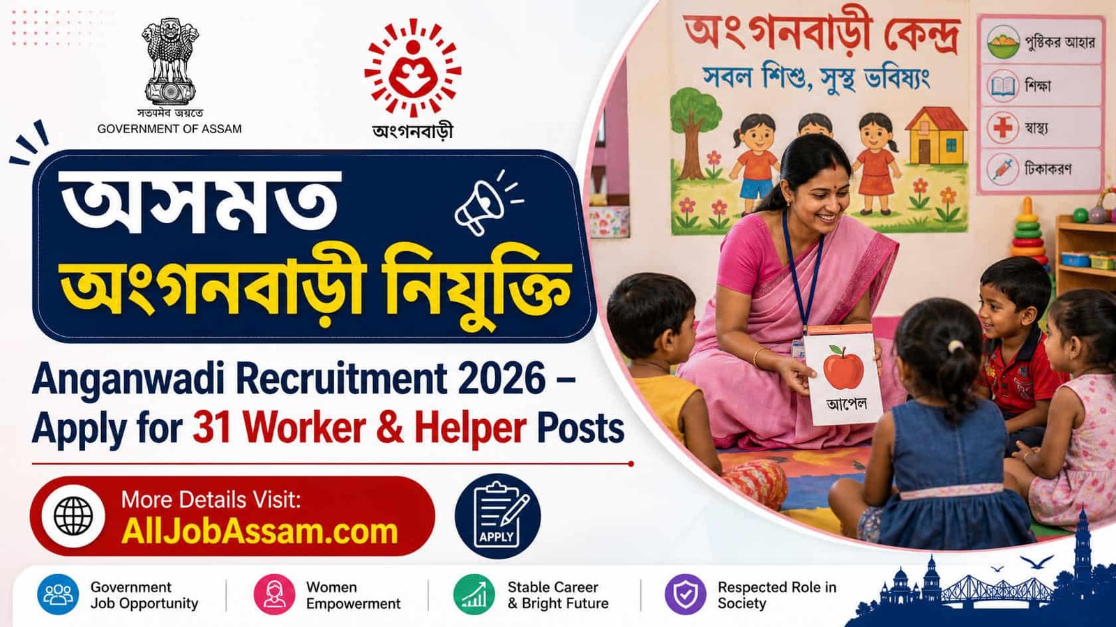 Anganwadi Recruitment 2026 for 31 Worker and Helper posts in Hojai Assam