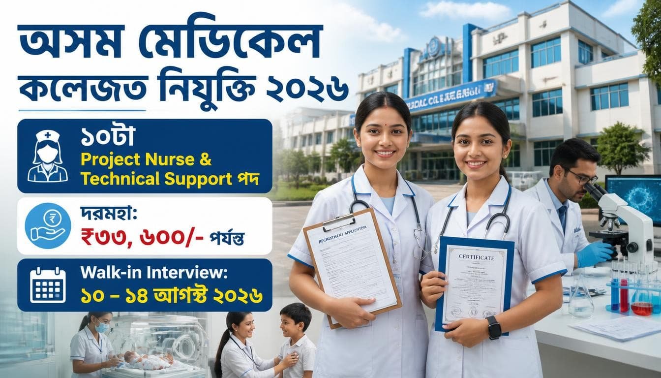 Assam Medical College Recruitment 2026 for Project Nurse and Technical Support posts