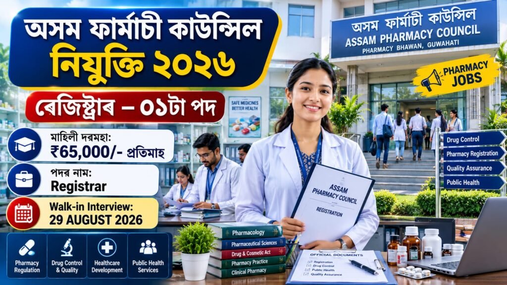 Assam Pharmacy Council Recruitment 2026 for Registrar post with ₹65,000 salary
