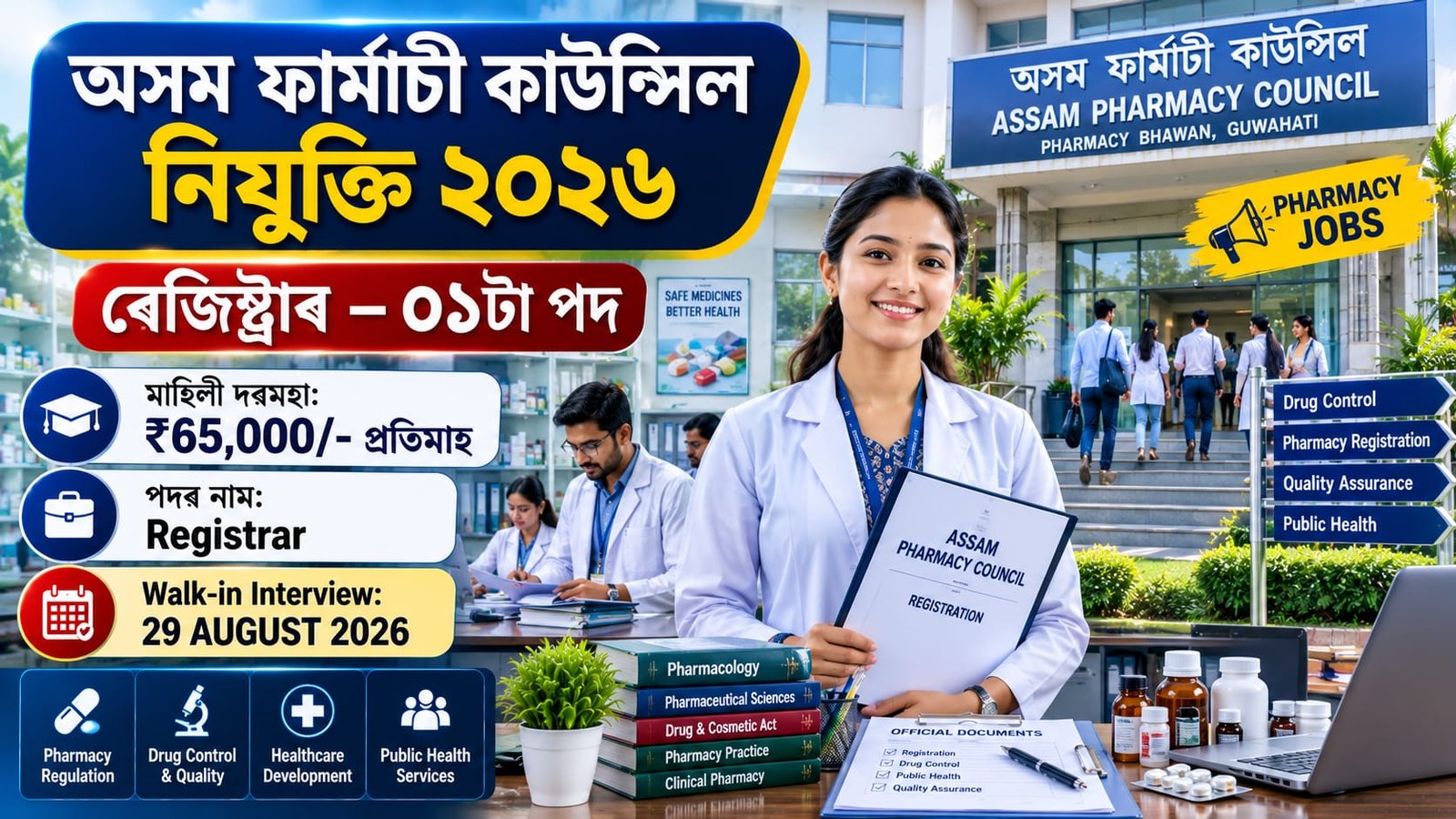 Assam Pharmacy Council Recruitment 2026 – Apply for Registrar Post 1 Assam Pharmacy Council Recruitment 2026 for Registrar post with ₹65,000 salary
