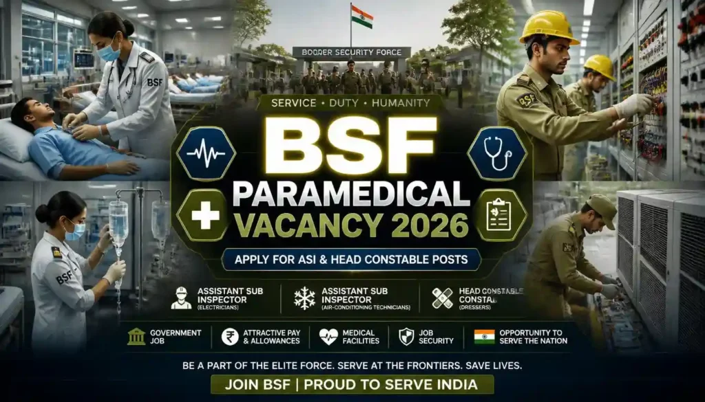 BSF Paramedical Vacancy 2026: Recruitment for ASI & Head Constable Group ‘C’ Posts