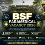 BSF Paramedical Vacancy 2026 notification for Assistant Sub Inspector and Head Constable Group C posts under BSF Medical Directorate.