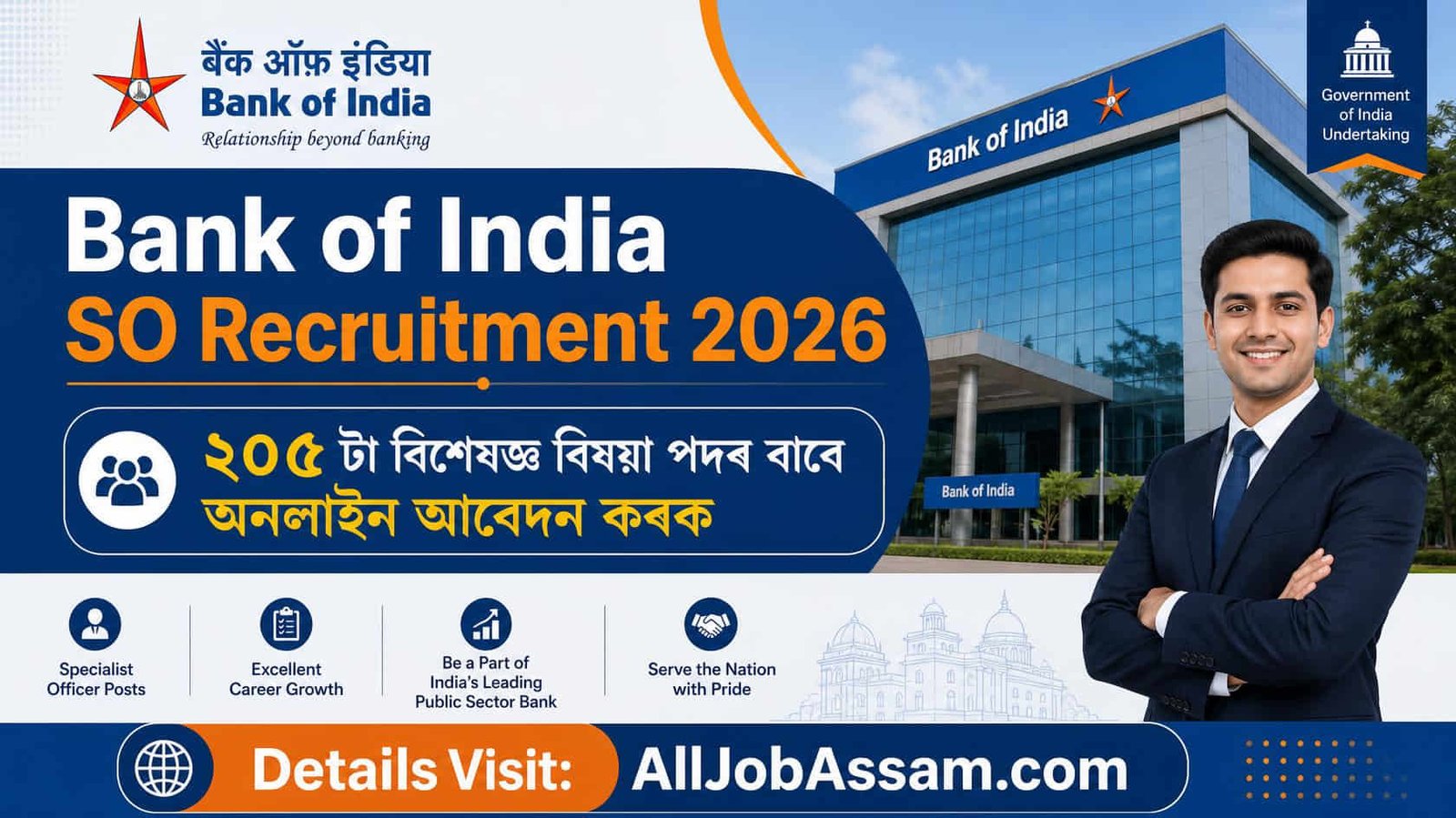 Bank of India SO Recruitment 2026 for 205 Specialist Officer posts