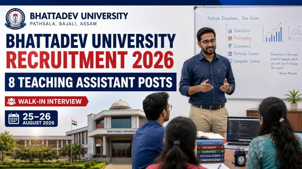 Bhattadev University Recruitment 2026 for 8 Teaching Assistant posts