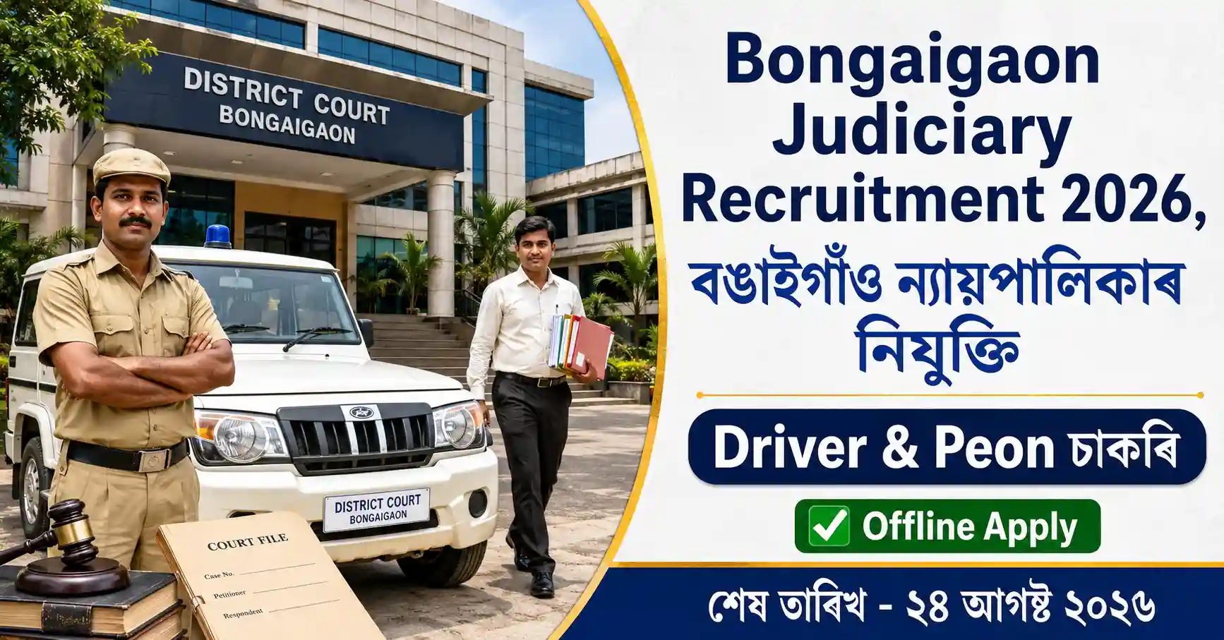 Air Force School Jorhat Recruitment 2025 – Apply for PGT Sociology Vacancy 7 Bongaigaon Judiciary Recruitment 2026 notification for Driver and Peon vacancies under District and Sessions Judge Bongaigaon
