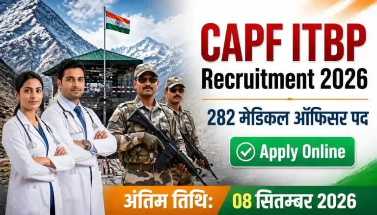 CAPF ITBP Recruitment 2026 notification for 282 Super Specialist, Specialist and Medical Officer vacancies with online application details