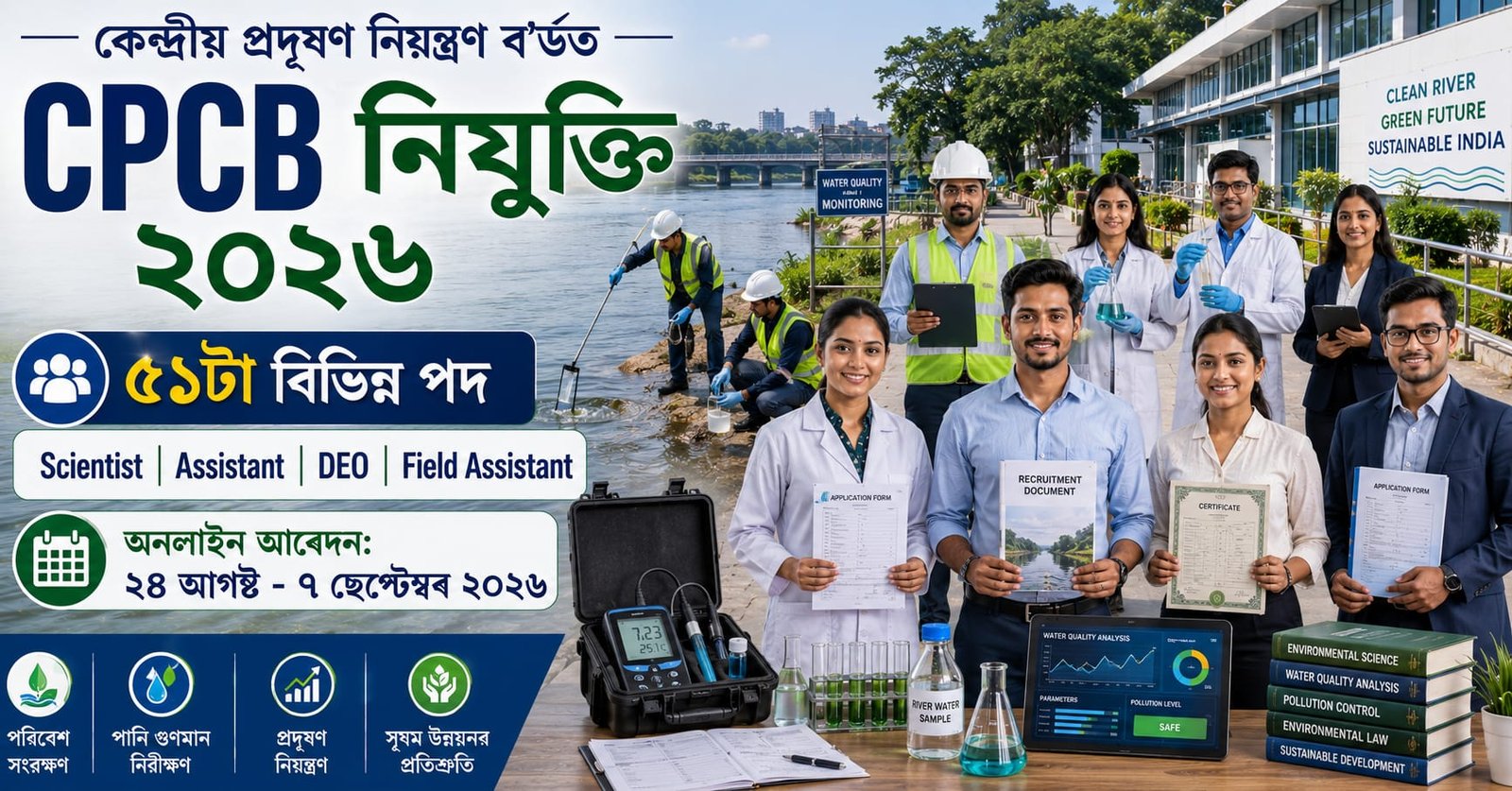 CPCB Recruitment 2026 for 51 Scientist Scientific Assistant DEO and Field Assistant posts