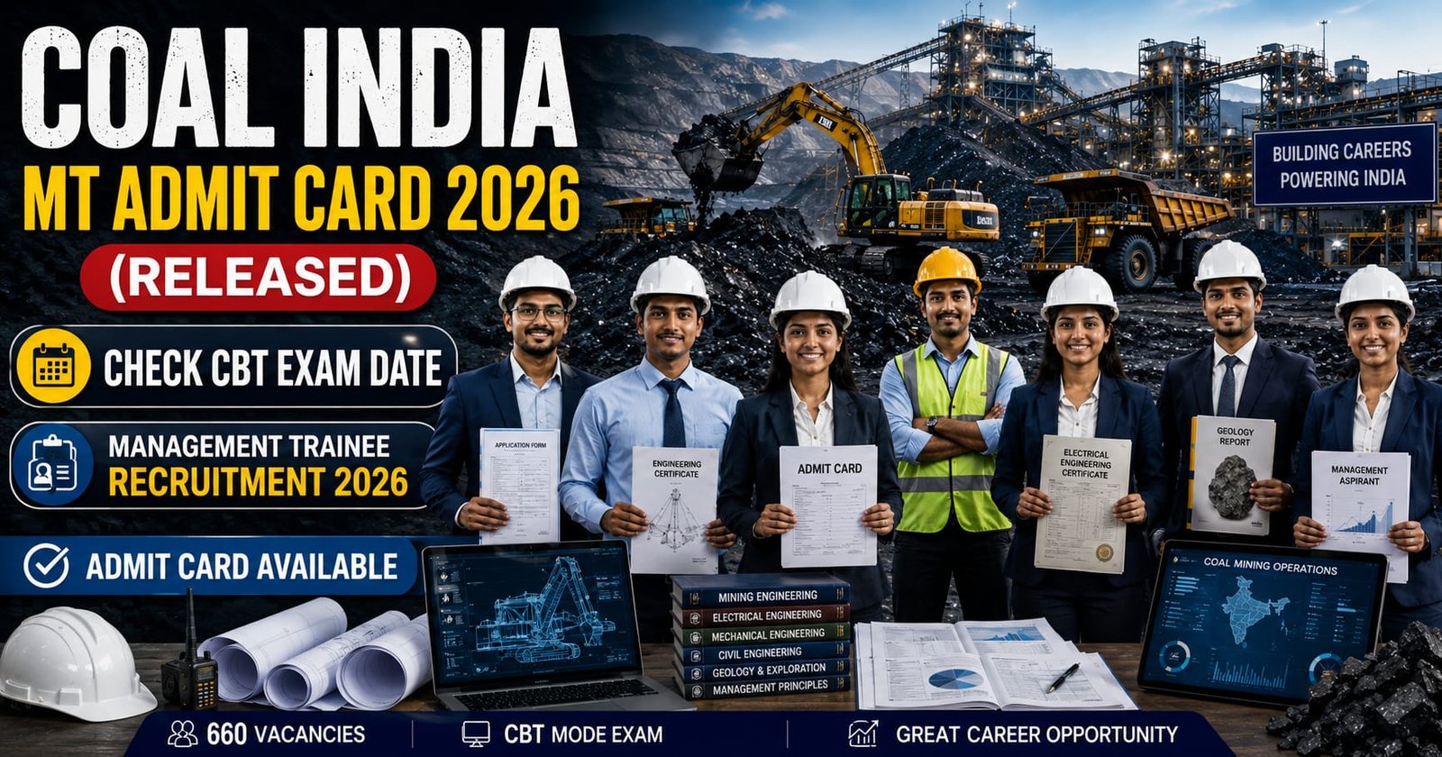 Coal India MT Admit Card 2026 (Released) | Check CBT Exam Date 1 Coal India MT Recruitment 2026 660 Management Trainee posts admit card and CBT exam