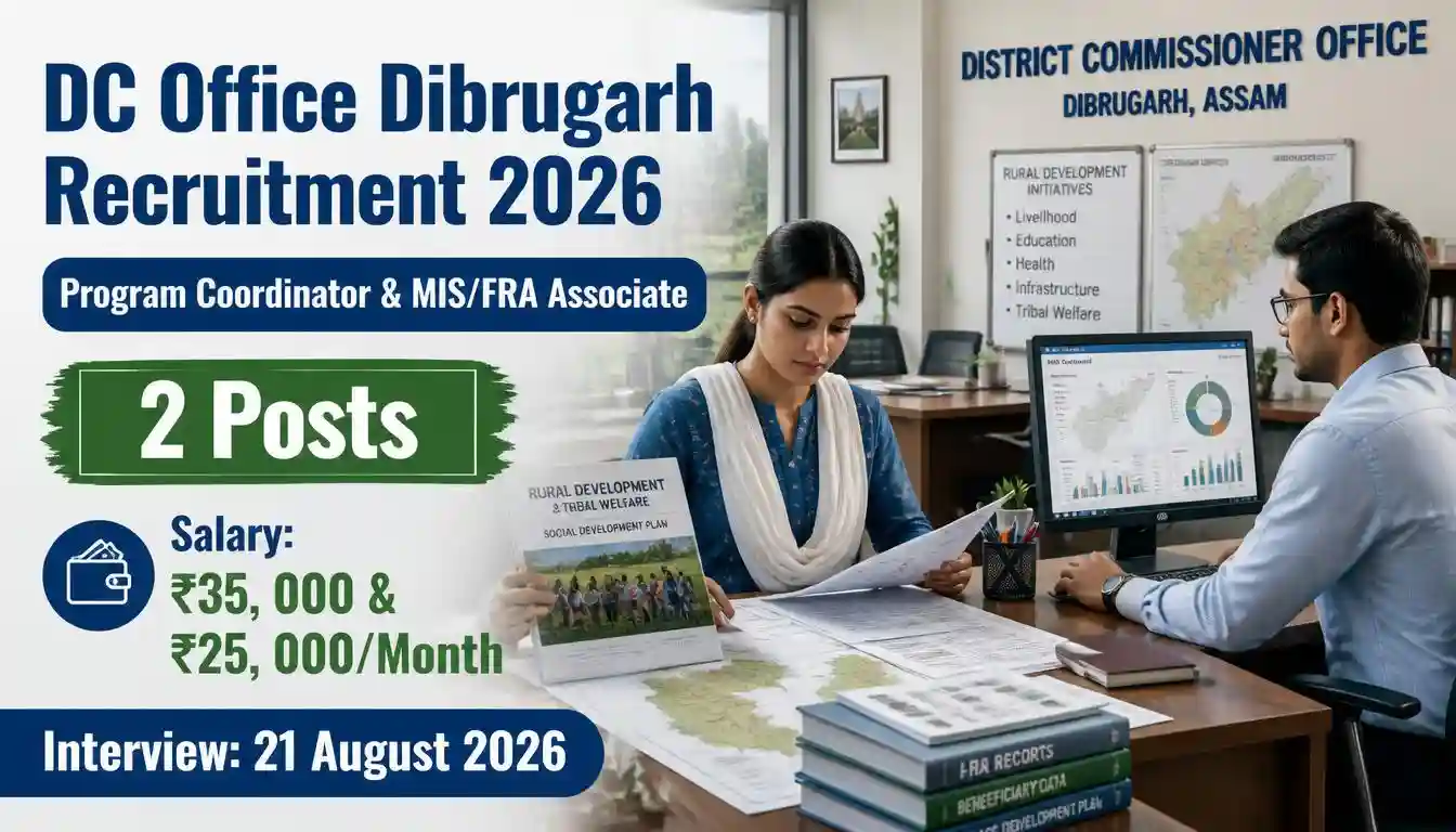 DC Office Dibrugarh Recruitment 2026 for Program Coordinator and MIS FRA Associate posts