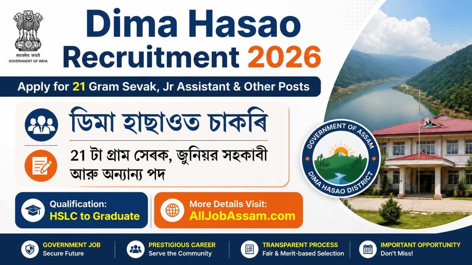 Assam Sainik Welfare Officer Recruitment 2026 – Apply for 03 Zila Sainik Welfare Officer Posts 1 Dima Hasao Recruitment 2026 for Gram Sevak Gram Sevika Junior Assistant Sub Engineer and Chowkidar Posts
