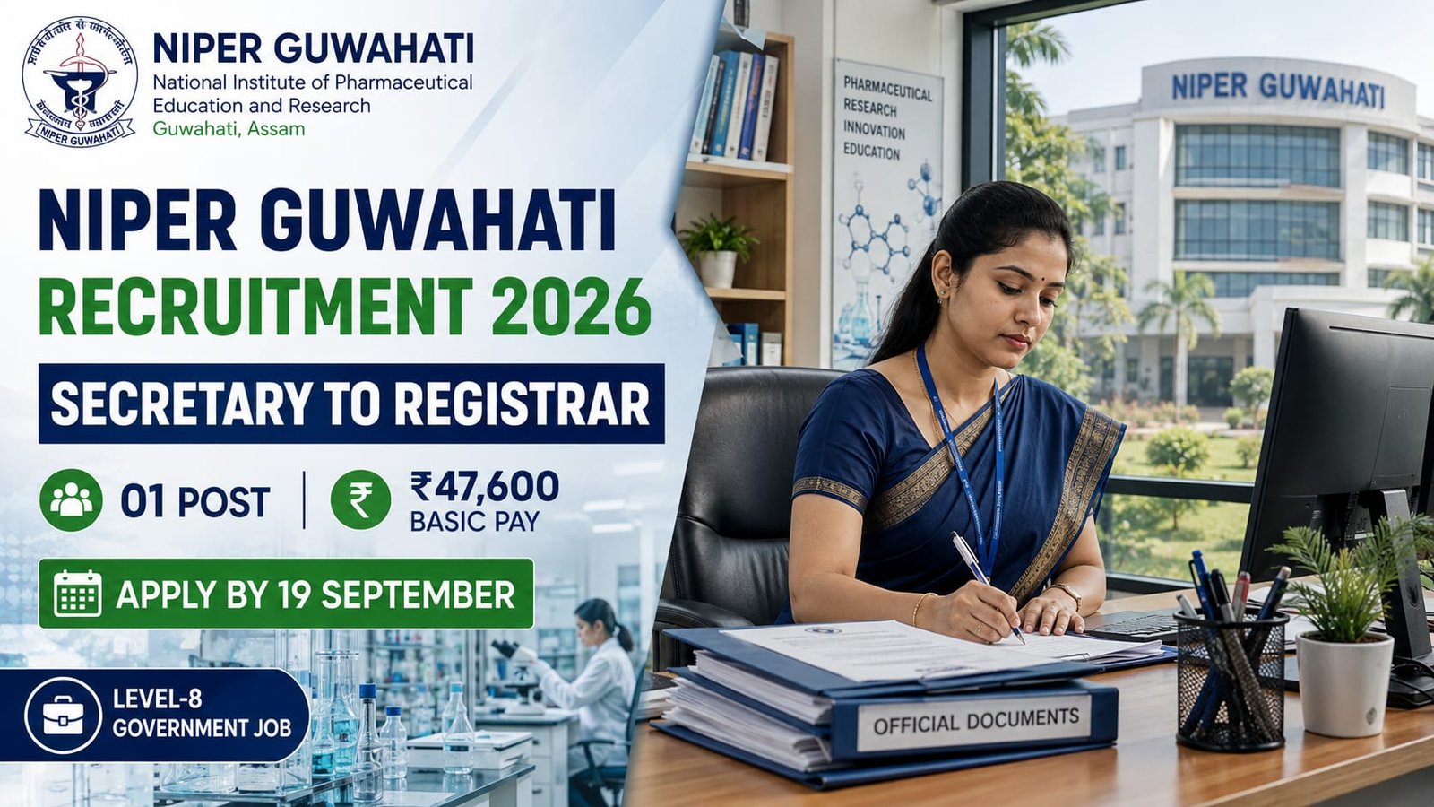 NIPER Guwahati Recruitment 2026 Secretary to Registrar vacancy