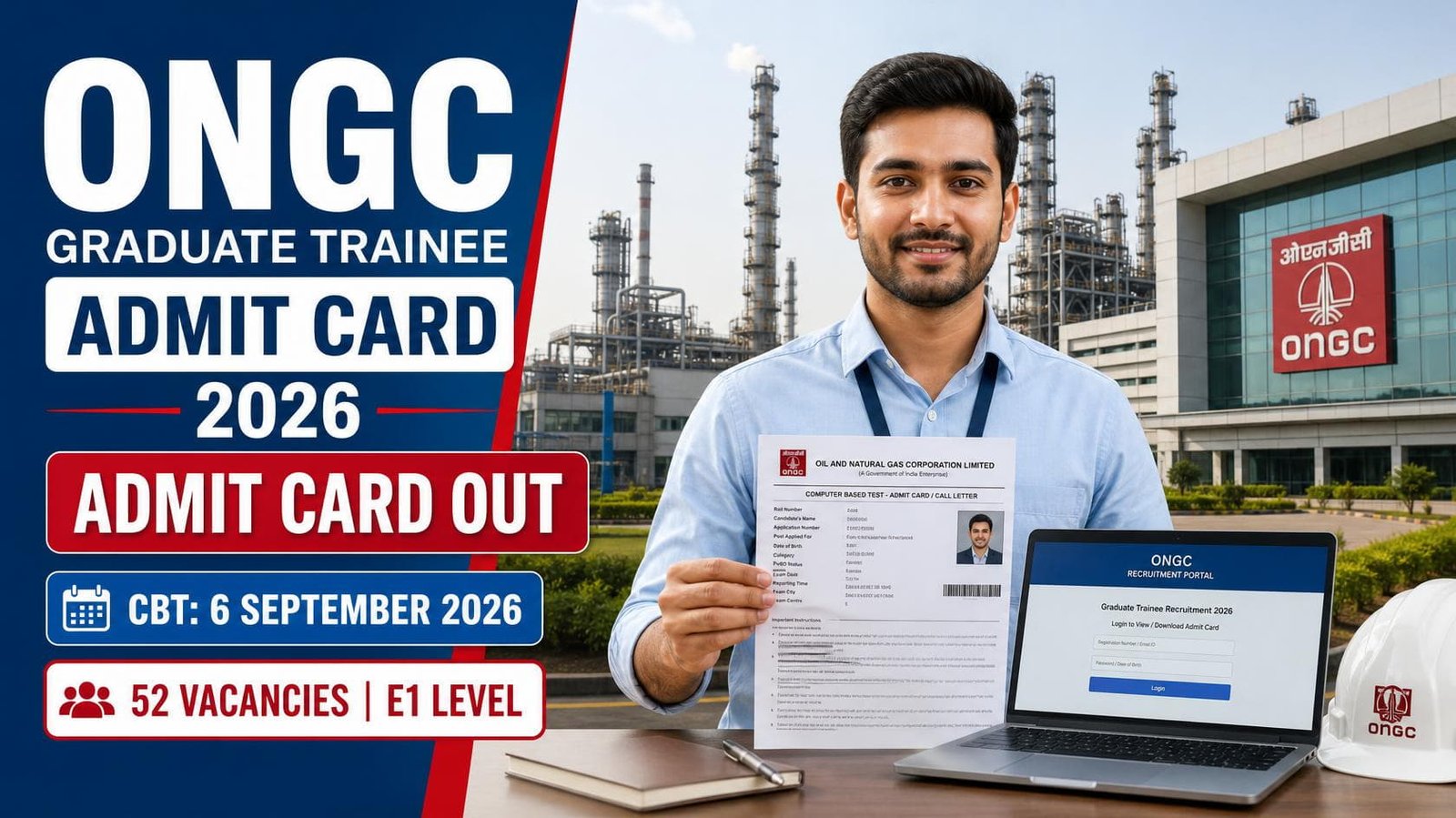 ONGC Graduate Trainee Admit Card 2026 released for E1 Level CBT