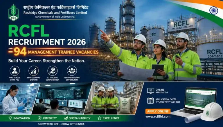 RCFL Recruitment 2026 notification for 94 Management Trainee vacancies in various engineering and management disciplines.