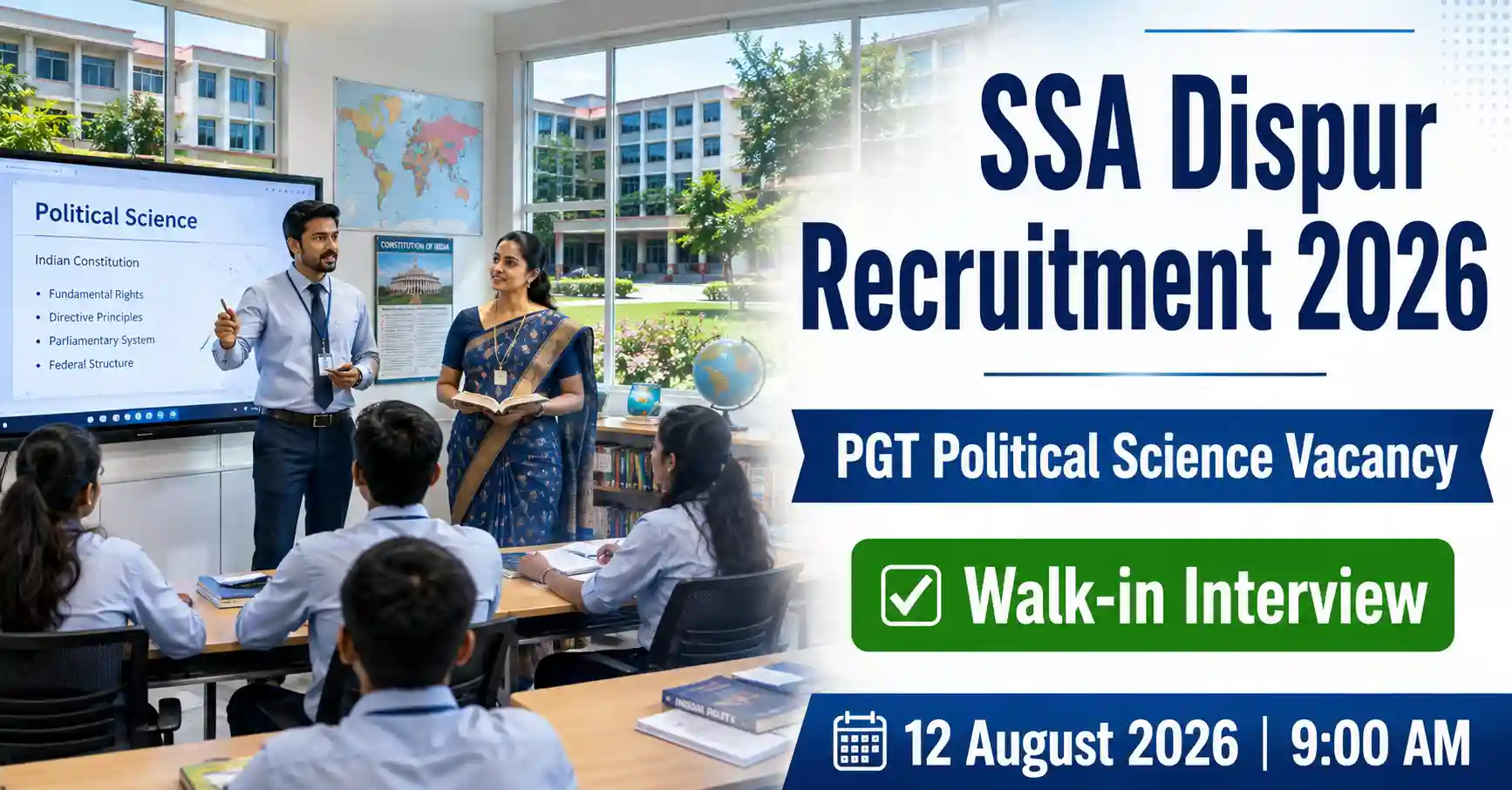 NERIST Recruitment 2025: Apply for 68 Non-Teaching Posts (Offline) 4 SSA Dispur Recruitment 2026 notification for Contractual Post Graduate Teacher Political Science post