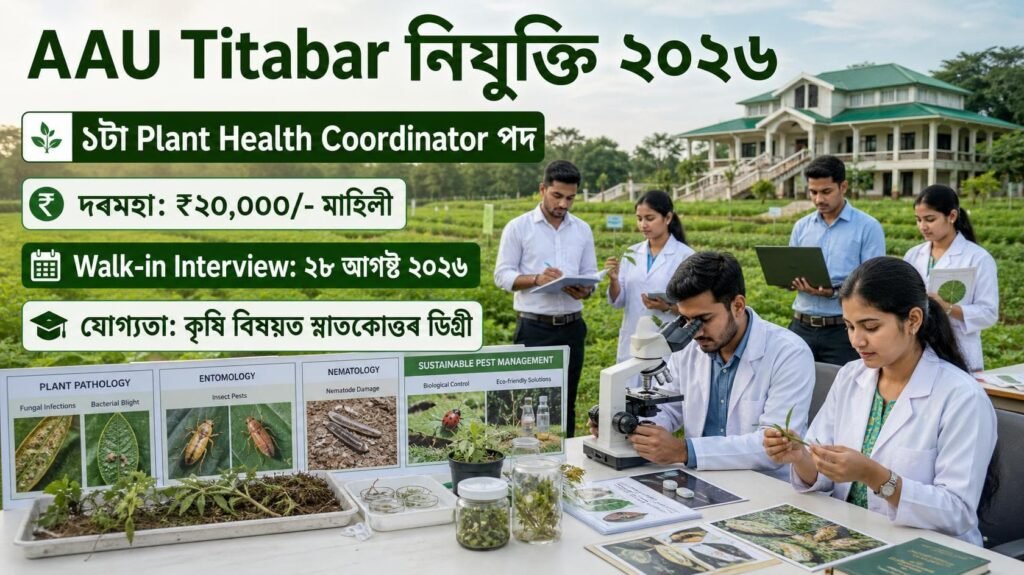 AAU Titabar Recruitment 2026 Plant Health Coordinator vacancy