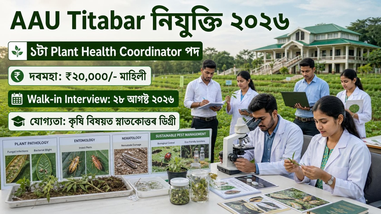 AAU Titabar Recruitment 2026 Plant Health Coordinator vacancy