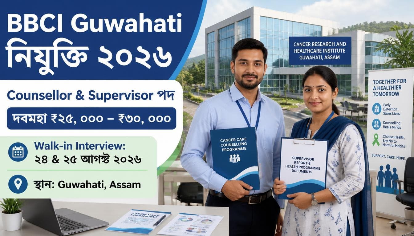 BBCI Guwahati Recruitment 2026 for Counsellor and Supervisor posts